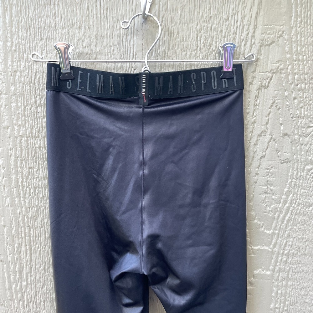 Adam Selman Sport Women's XS‎ Black Shiny Active Thin Leggings - Picture 4 of 7